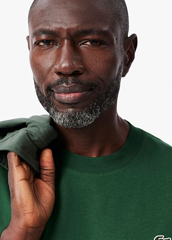 Koyu Yeşil Bisiklet Yaka Kısa Kollu Classic Fit Erkek T-Shirt - Görsel 3