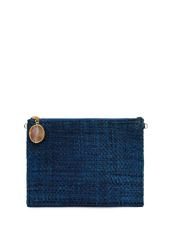 Bago Myra Navy Blue Handwoven Palm Leaf Women's Handbag - 2