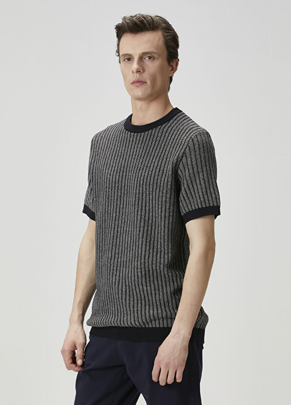 Beymen Club Lacivert Örgü Dokulu Kısa Kollu Kazak - 4