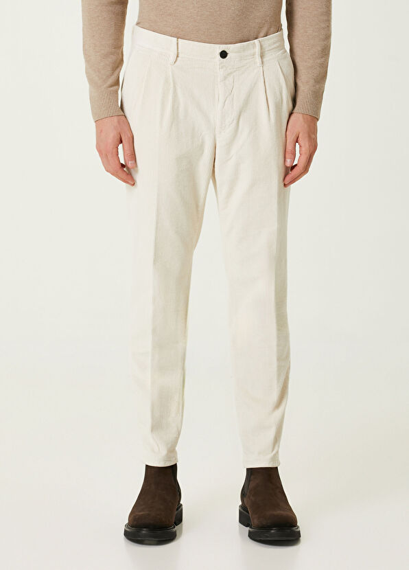 Incotex Beyaz Kadife Pantolon - 2