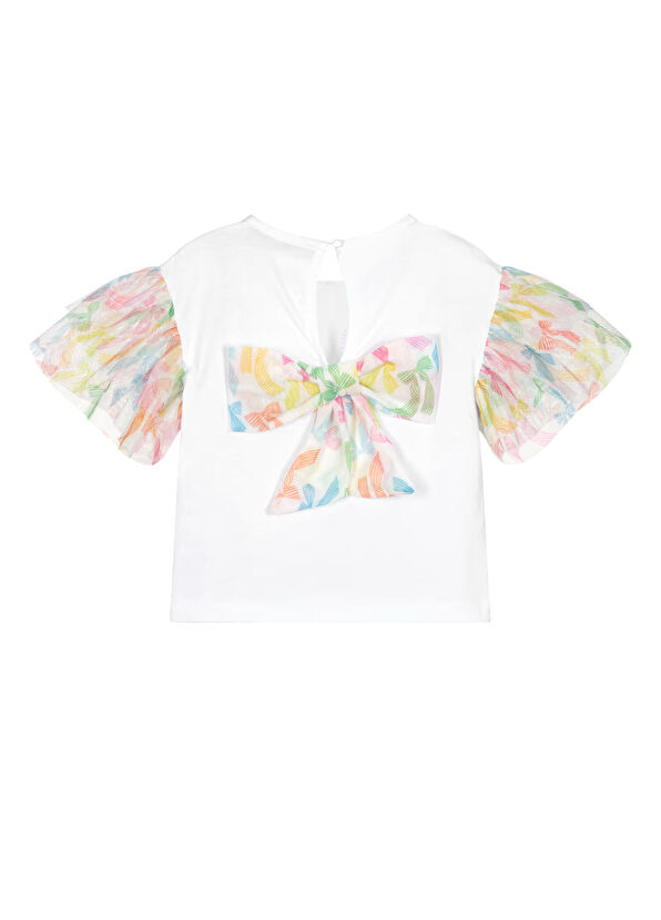 Agatha Ruiz de la Prada Kyoto Beyaz Kurdeleli Tüllü Kız Çocuk T-shirt - 2