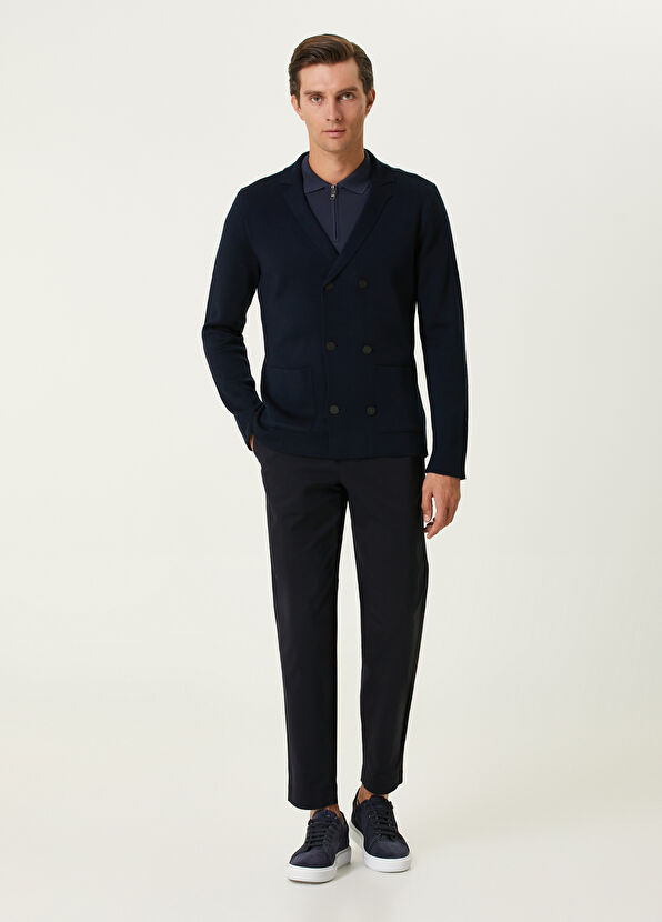 Beymen Club Lacivert Yün Kruvaze Triko Ceket - 3