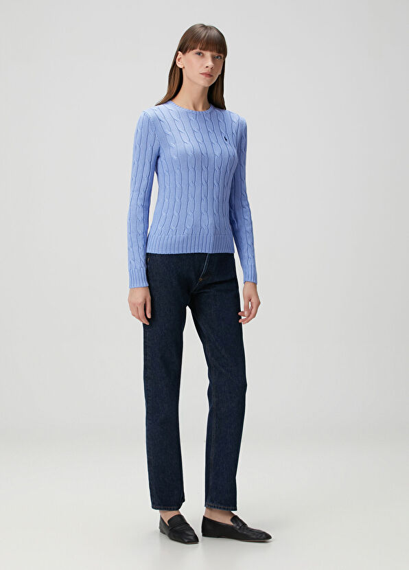 Mavi Saç Örgülü Triko - Görsel 3