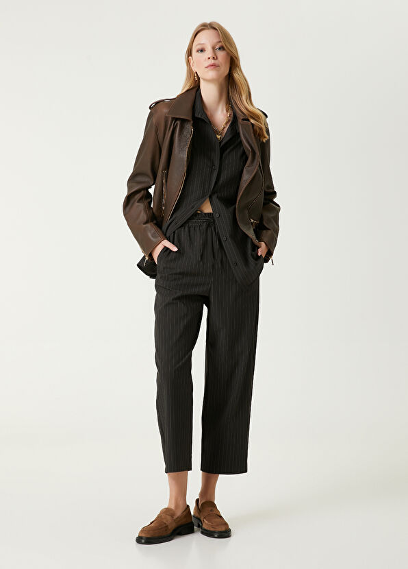 Siyah Çizgili Pijama Pantolon Beymen Club Siyah Çizgili Pijama Pantolon - 1