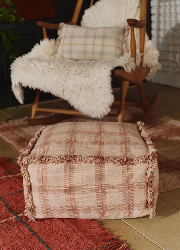 Lorena Canals Tartan Pouf Rose Children's Room Pouf - 4