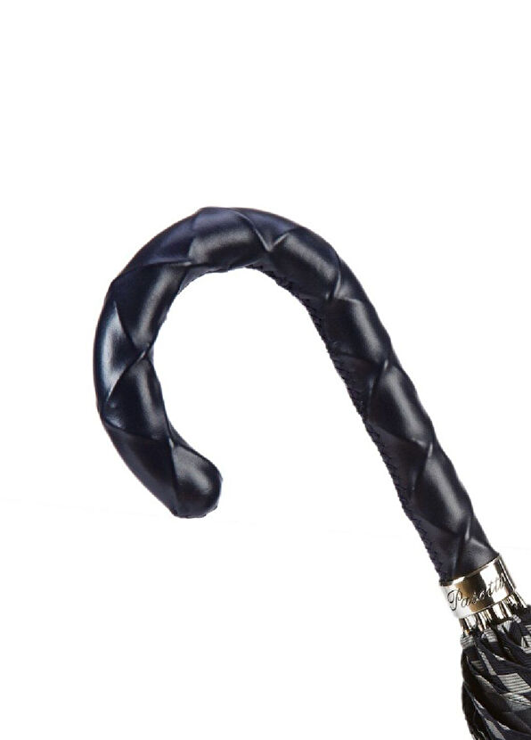 Pasotti Grey Twisted Leather Handle Unisex Umbrella - 3