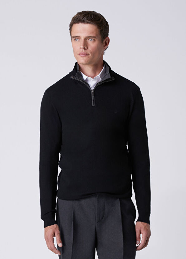 Beymen Club Black Collar Zipper Closure Sweater - 2