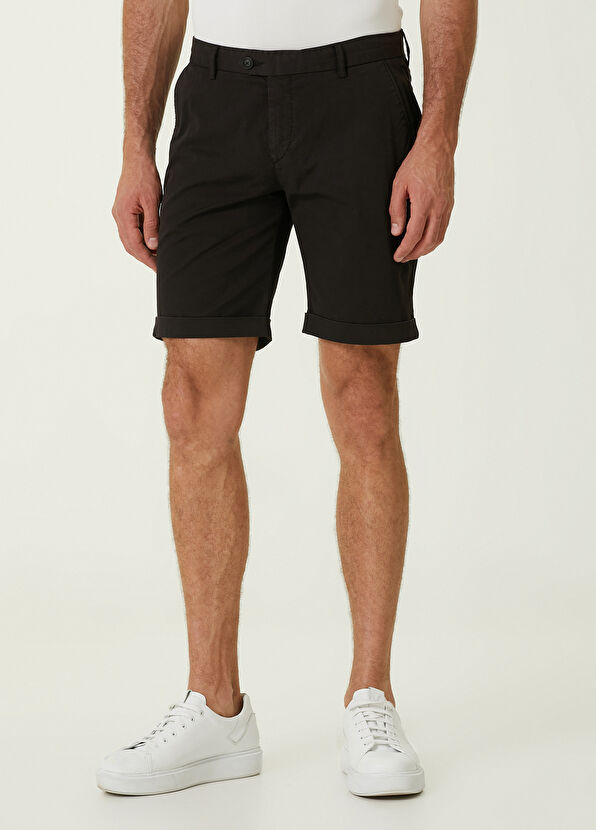 Beymen Club Slim Fit Black Twill Shorts - 2