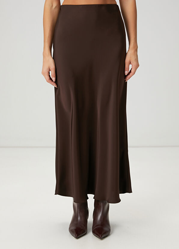 Beymen Club Brown Long Satin Evaze Skirt - 2