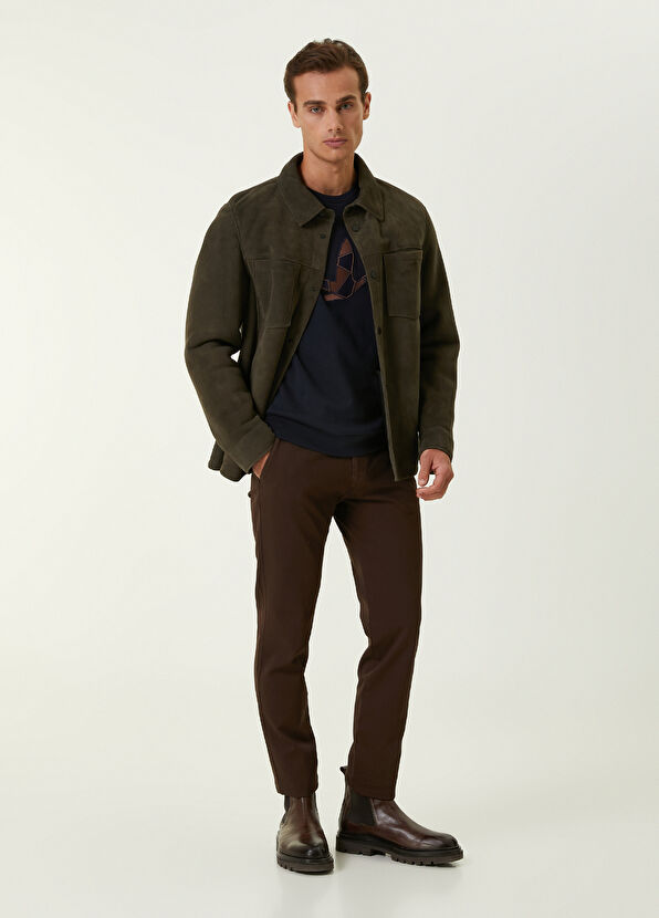 Beymen Club Slim Fit Kahverengi Panama Dokulu Chino Pantolon - 1