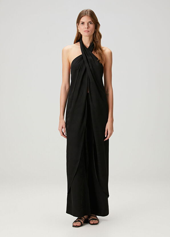 Johanna Ortiz Siyah Halter Yaka Bluz - 1