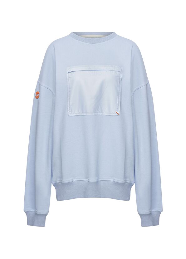 Nasaqu Uru Glacier Blue Oversize Crew Neck Sweatshirt - 4