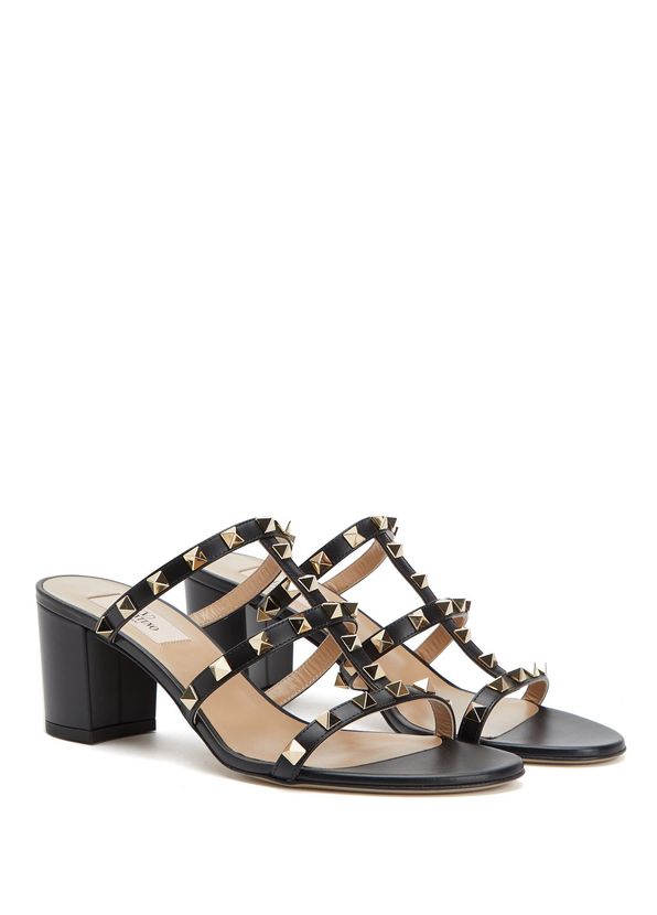 Valentino Garavani Rockstud Black Women's Leather Slippers - 2