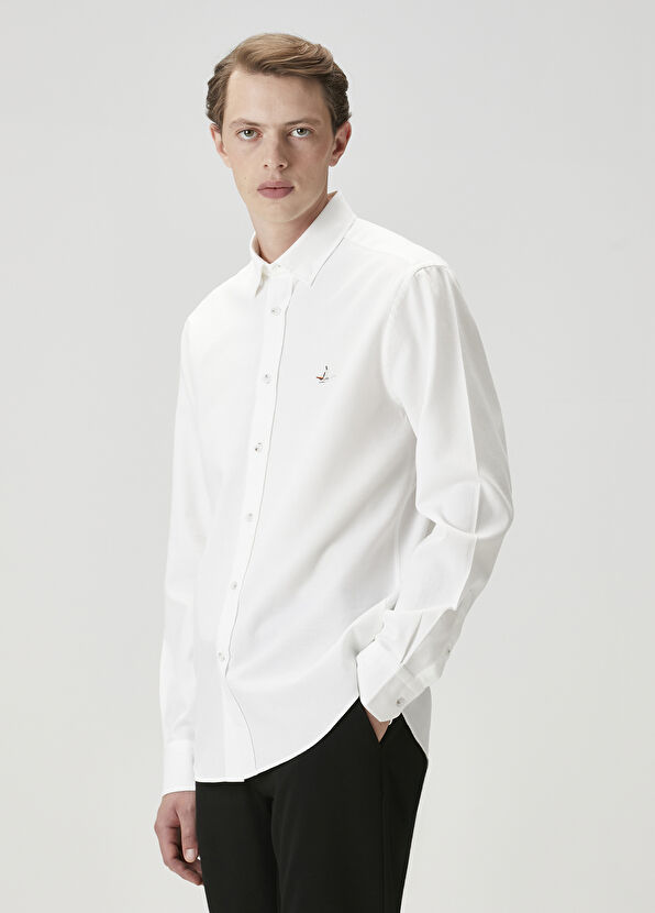 Beymen Club Comfort Fit White Textured Shirt - 4