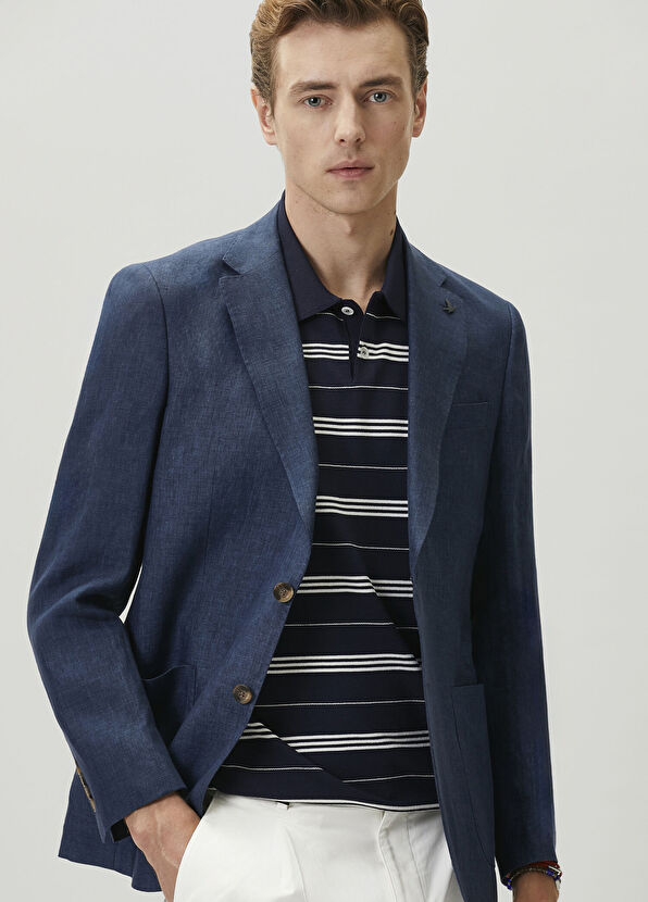 Beymen Club Navy Blue Linen Jacket - 1