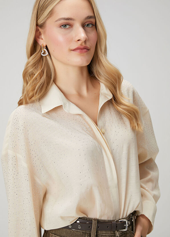 Beymen Club Crinkle Ekru Taşlı Gömlek - 2