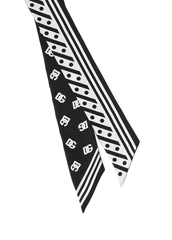 Dolce&Gabbana Siyah Beyaz Kadın İpek Fular - 2