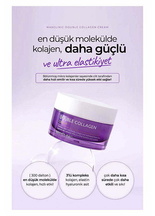 Maxclinic Double Collagen Cream Düşük Moleküllü Kolajen Kompleks Yaşlanma Karşıtı Yüz Kremi 50 ml - 2