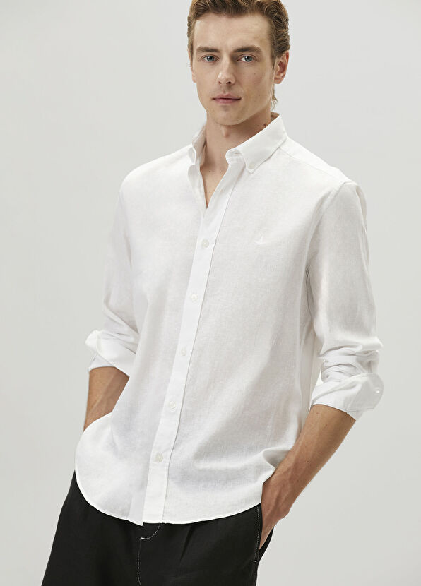 Beymen Club Comfort Fit White Linen Shirt - 2