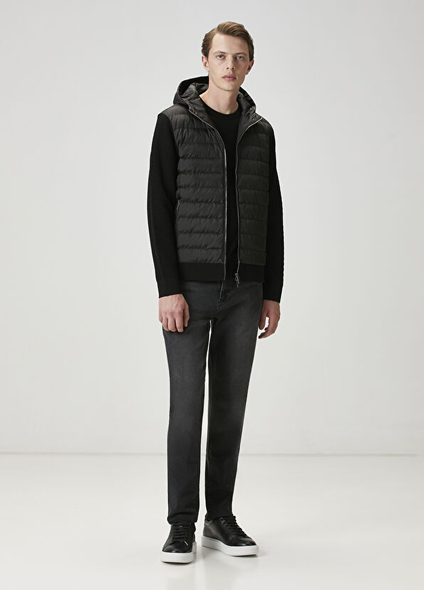 Beymen Club Siyah Kapüşonlu Kapitoneli Yün Triko Mont - 2