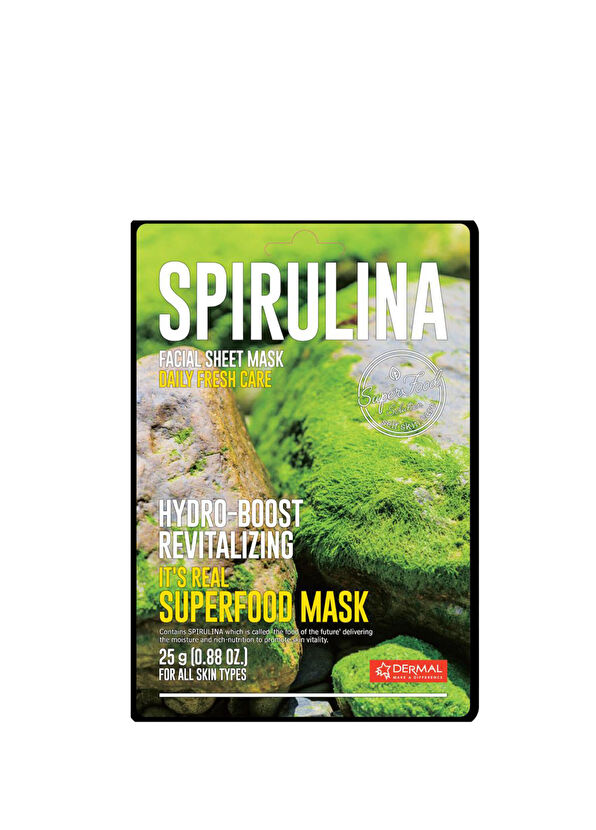 Dermal Spirulina Facial Sheet Mask Superfood Moisture & Refreshing Spiriluna Face Mask Set of 5 25g - 1