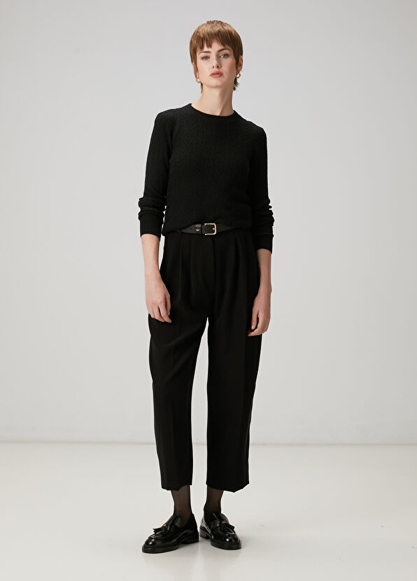 Beymen Club Black Cable Knit Wool Sweater - 2