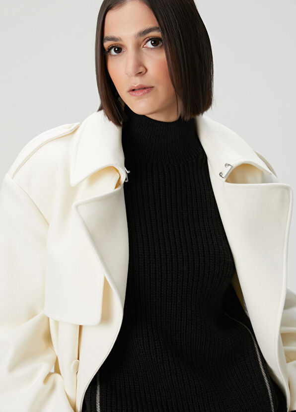 Siyah Fermuar Detaylı Kazak - Görsel 3