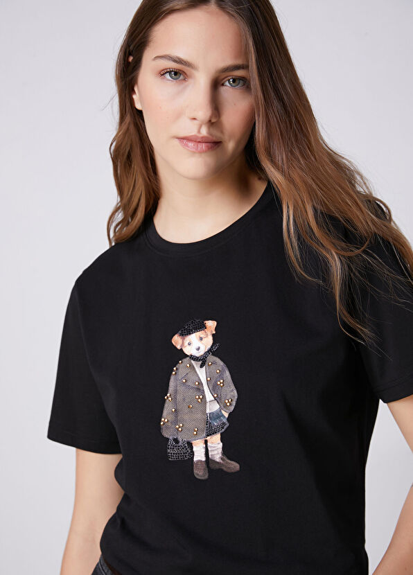Beymen Club Black Jacketed Dog Detailed T-Shirt - 2
