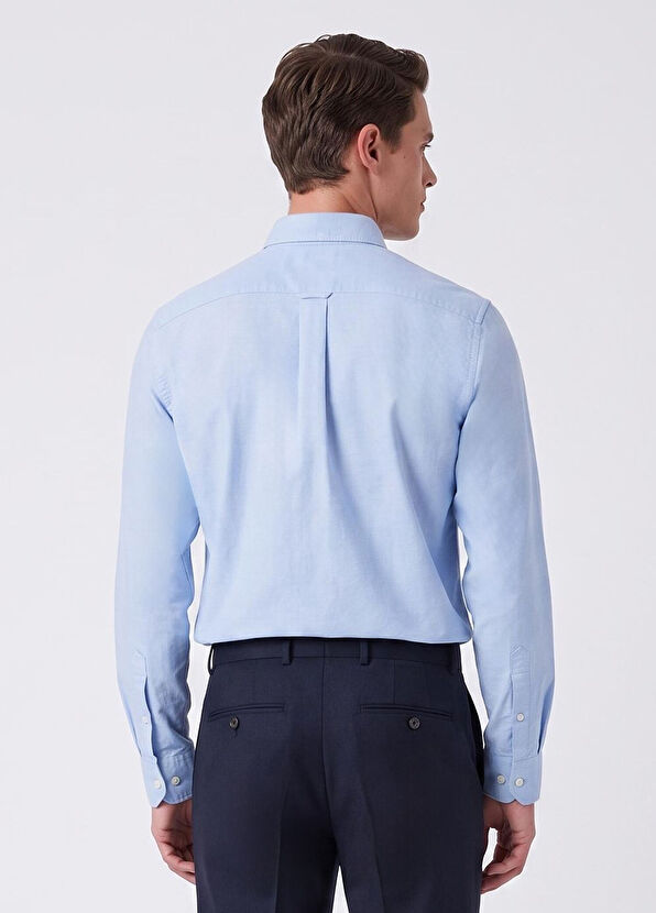 Beymen Club Slim Fit Blue Oxford Shirt - 4