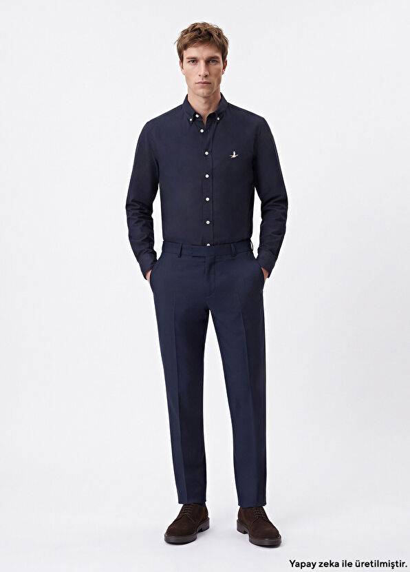 Beymen Club Slim Fit Lacivert Lycralı Oxford Gömlek - 1