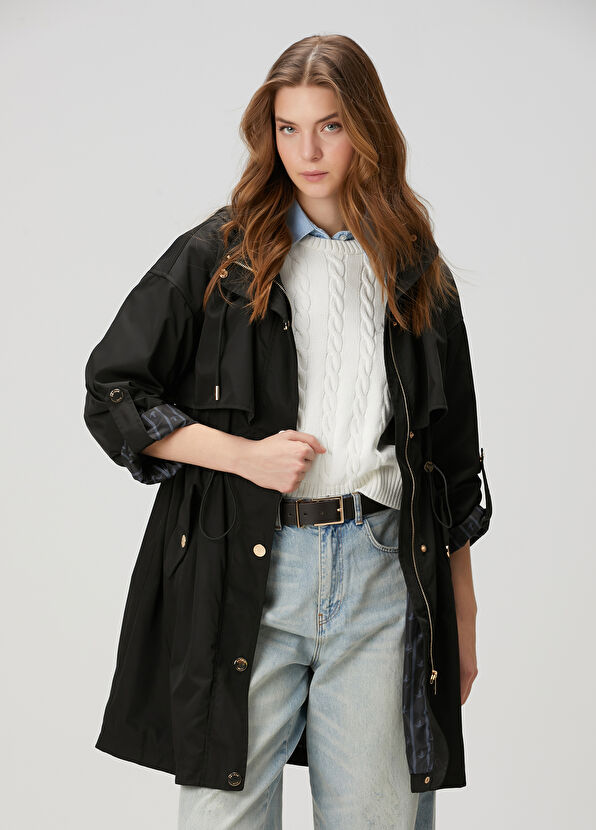 Beymen Club Black Hooded Trench Coat - 4