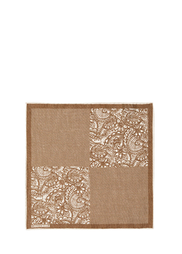 Beymen Club Brown Patterned Linen Pocket Square - 1