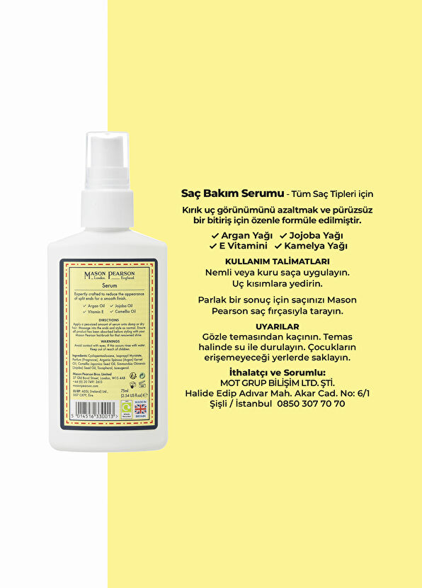 Mason Pearson Nemlendirici & Onarıcı Saç Serumu 75 ml - 2