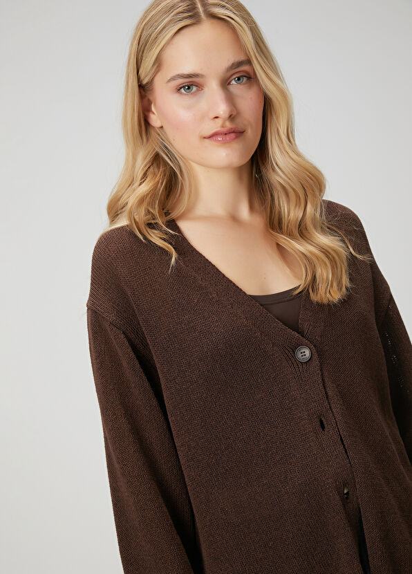 Beymen Club Oversize Kahverengi Transparan Hırka - 2