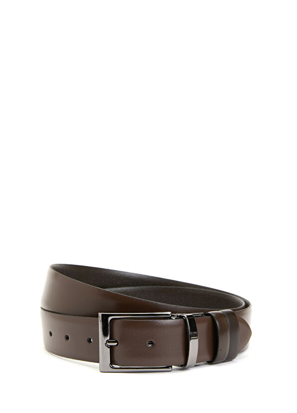 Beymen Club Kahverengi Çift Taraflı Erkek Deri Kemer - 1