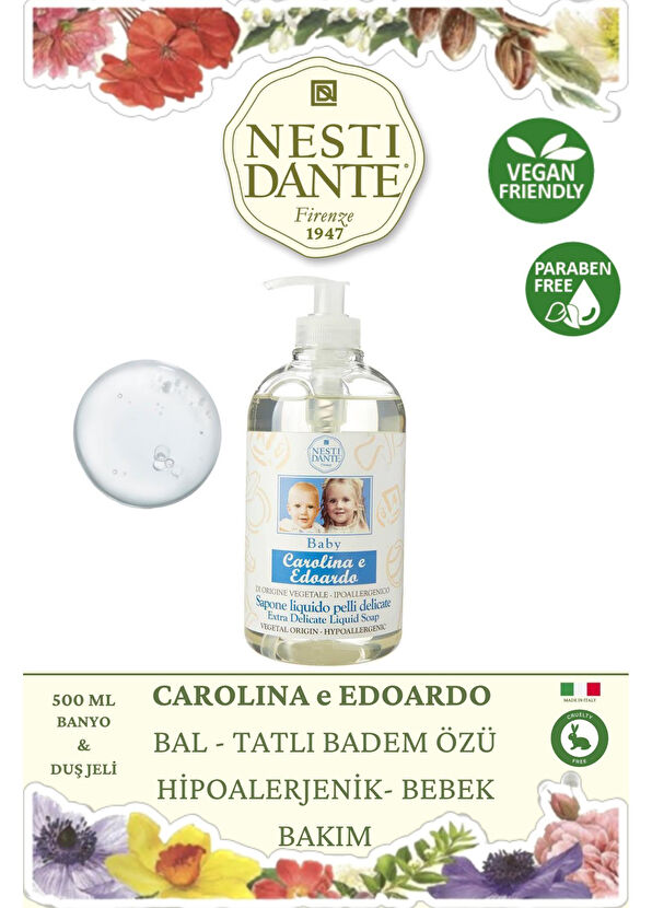 Nesti Dante Hipoalerjenik Vegan Bebek Bakım Bebek Banyo ve Duş Jeli 500 ml - 3