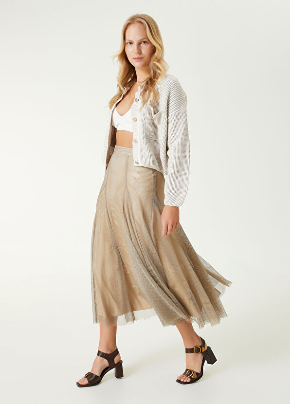 Beymen Club Gold Midi File Abiye Etek - 1