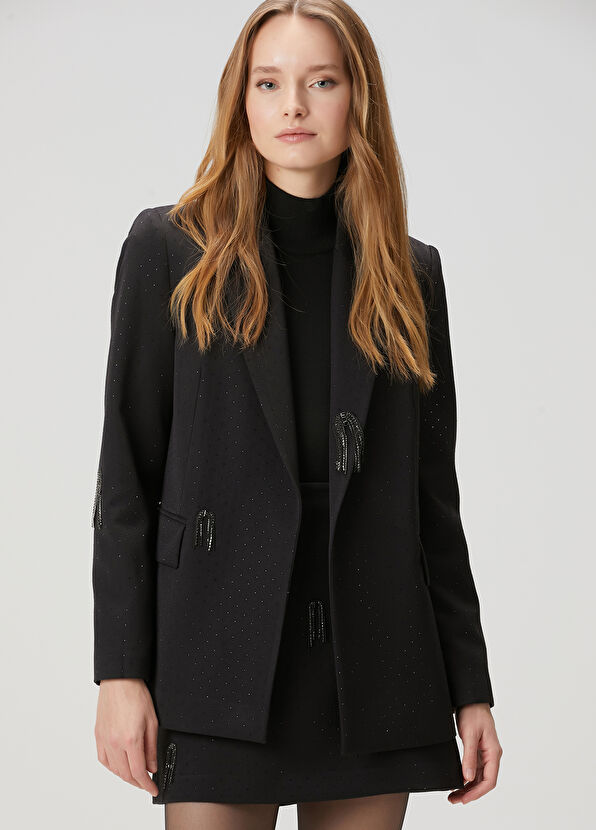 Beymen Club Siyah Taşlı Abiye Blazer Ceket - 3