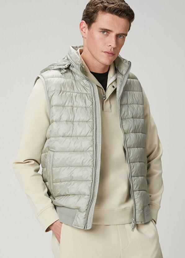 Beymen Club Light Khaki Hooded Puff Vest - 1