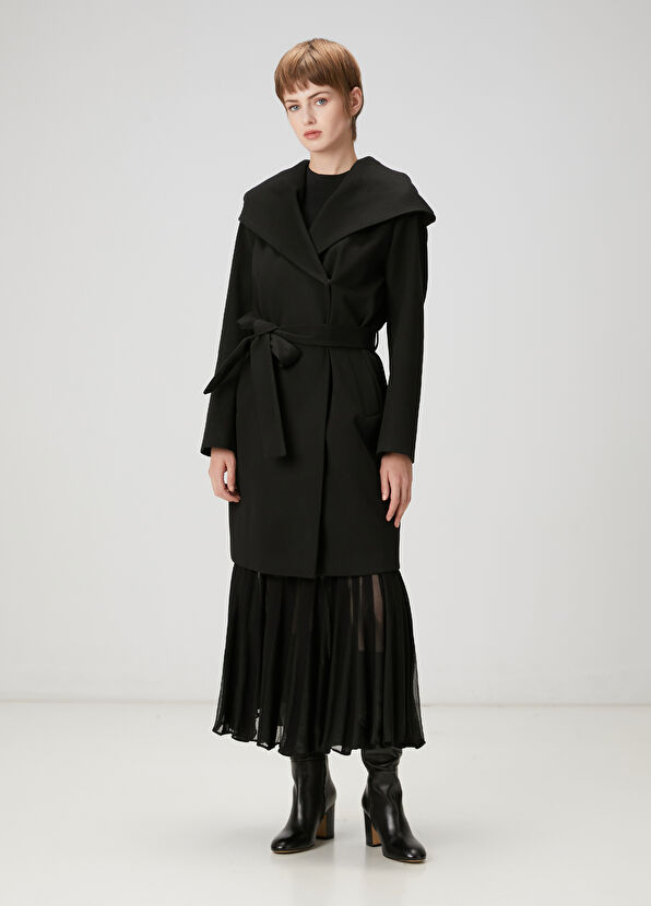 Beymen Club Siyah Kapüşonlu Palto - 1