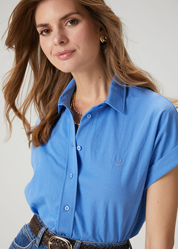 Beymen Club Blue Short Sleeve Pique Shirt - 1