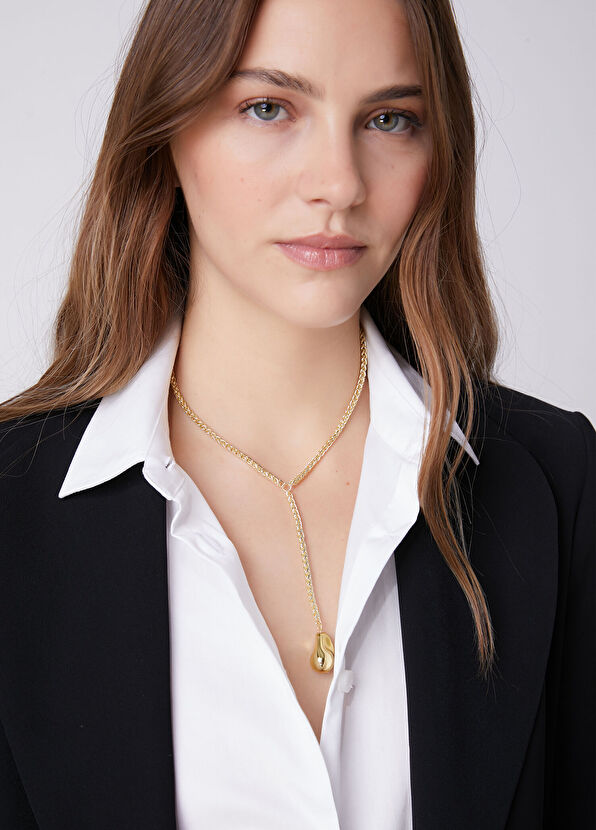 Beymen Club Gold Amorphous Drop Tip Women's Necklace - 2