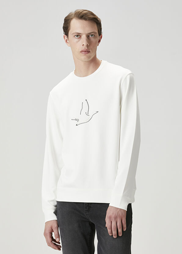 Beymen Club Kırık Beyaz Logo Baskı Detaylı Sweatshirt - 1