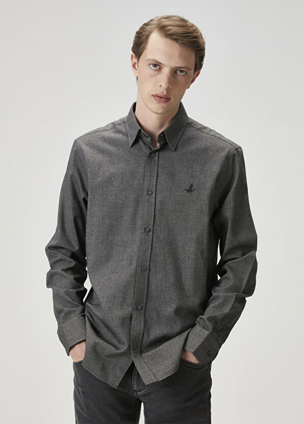 Beymen Club Comfort Fit Antrasit Flanel Dokulu Gömlek - 2