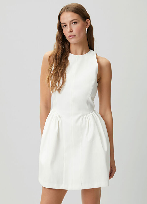 Beymen Club Kırık Beyaz Prenses Kesim Mini Elbise - 3