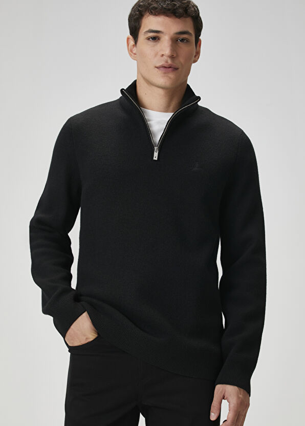 Beymen Club Black Zippered Basic Wool Sweater - 2