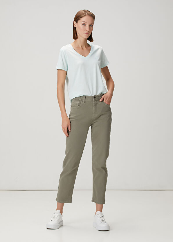 Beymen Club Light Blue V-Neck Flowing T-Shirt - 2