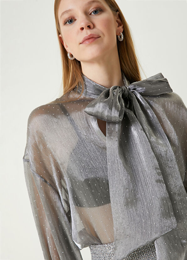 Beymen Club Silver Swarovski Blouse - 2