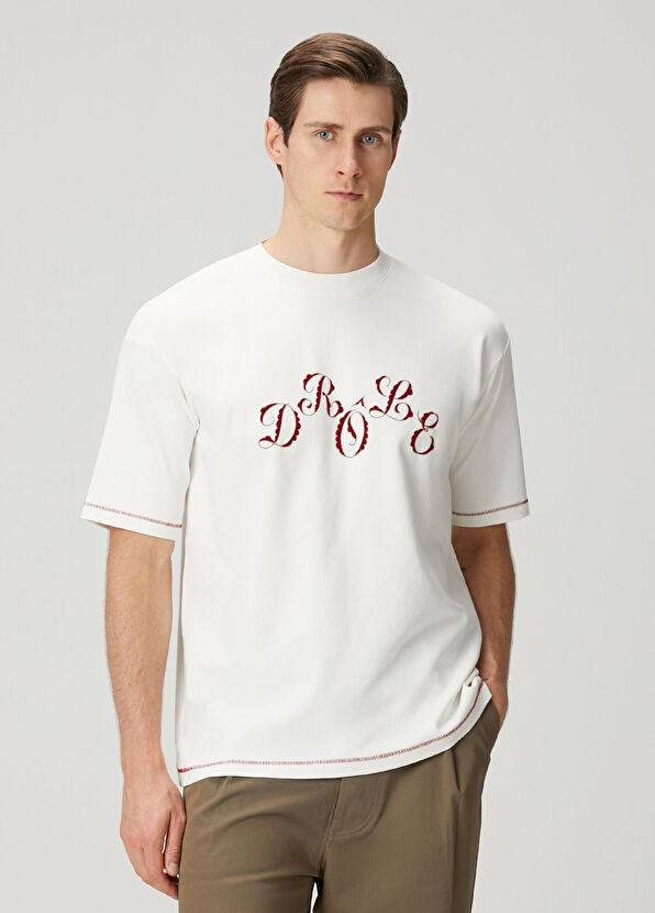 Drôle De Monsieur Beyaz Logo Baskılı T-shirt - 1