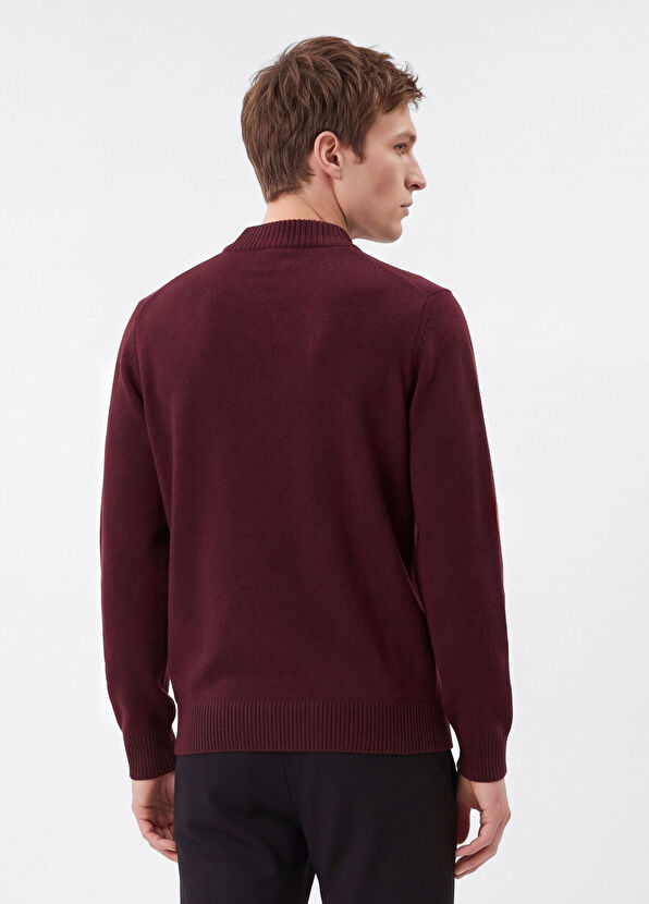 Beymen Club Plum Ribbed Collar Goose Logo Sweater - 4